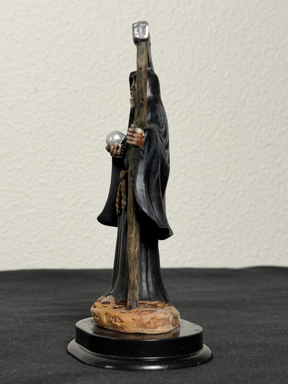 5" Tall Santa Muerte Statue Hand Painted - Black