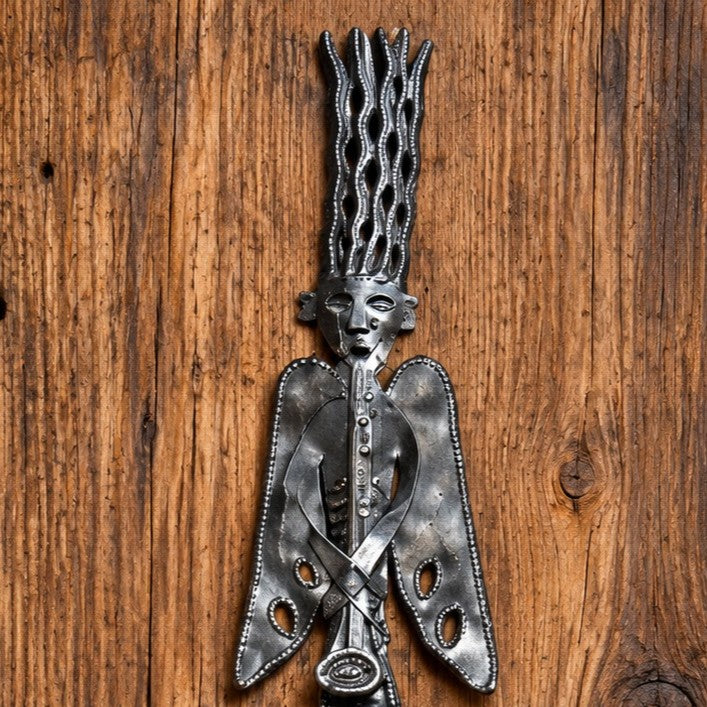 Hand Crafted Haitian Metal Art - Tall, Narrow & Whimsical Messenger Angel