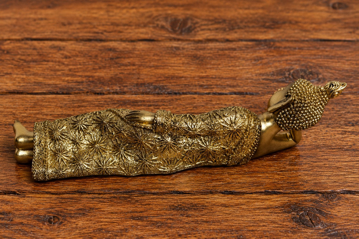 Gold Reclining Buddha - 8.25"L x 2.35"H