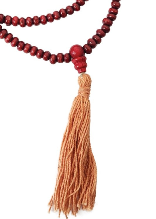 Yak & Yeti Wooden Prayer Mala Beads - Reddish Brown