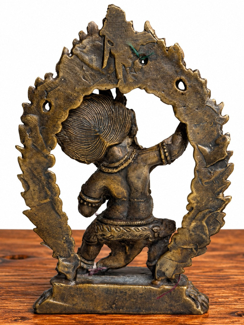 Brass Mahakali Statue with Flaming Halo - 3.5" x 2.5"