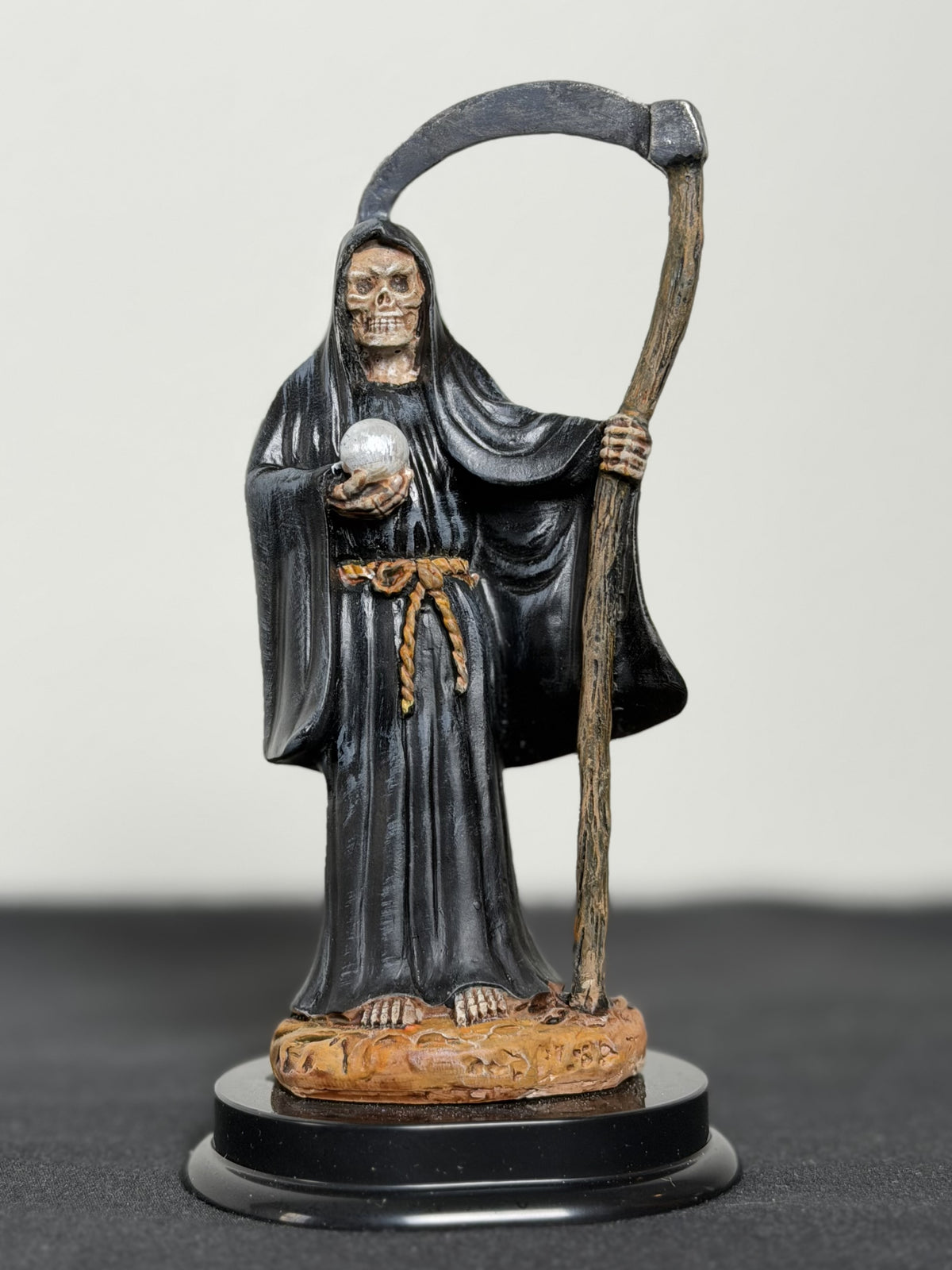 5" Tall Santa Muerte Statue Hand Painted - Black