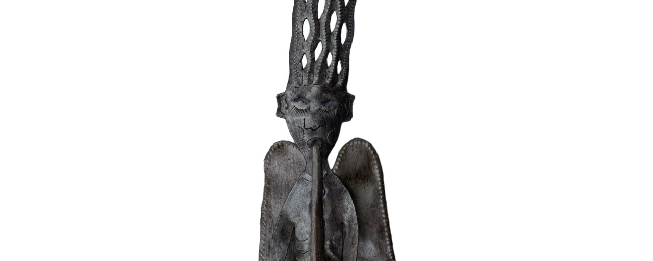 Hand Crafted Haitian Metal Art - Tall, Narrow & Whimsical Messenger Angel
