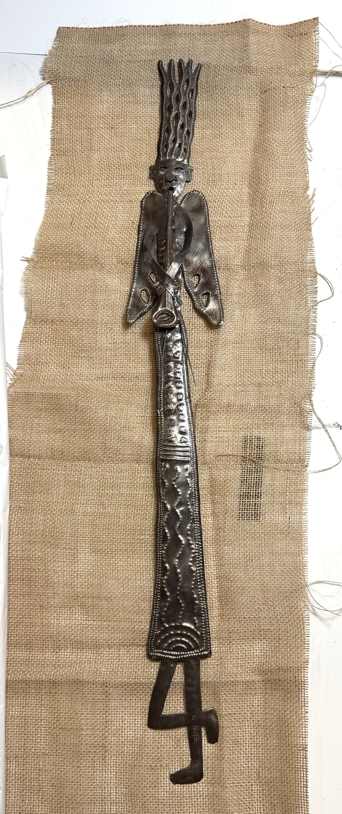 Hand Crafted Haitian Metal Art - Tall, Narrow & Whimsical Messenger Angel