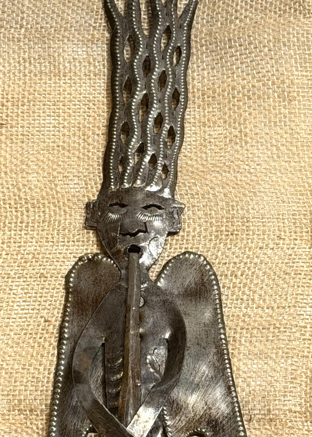 Hand Crafted Haitian Metal Art - Tall, Narrow & Whimsical Messenger Angel