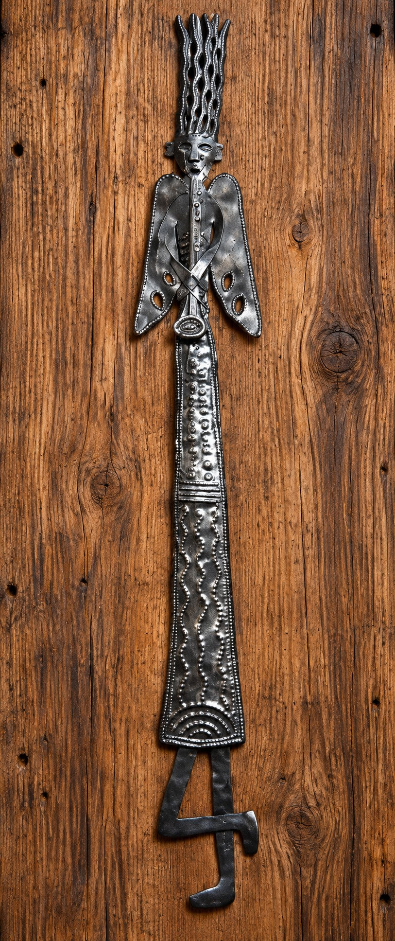 Hand Crafted Haitian Metal Art - Tall, Narrow & Whimsical Messenger Angel
