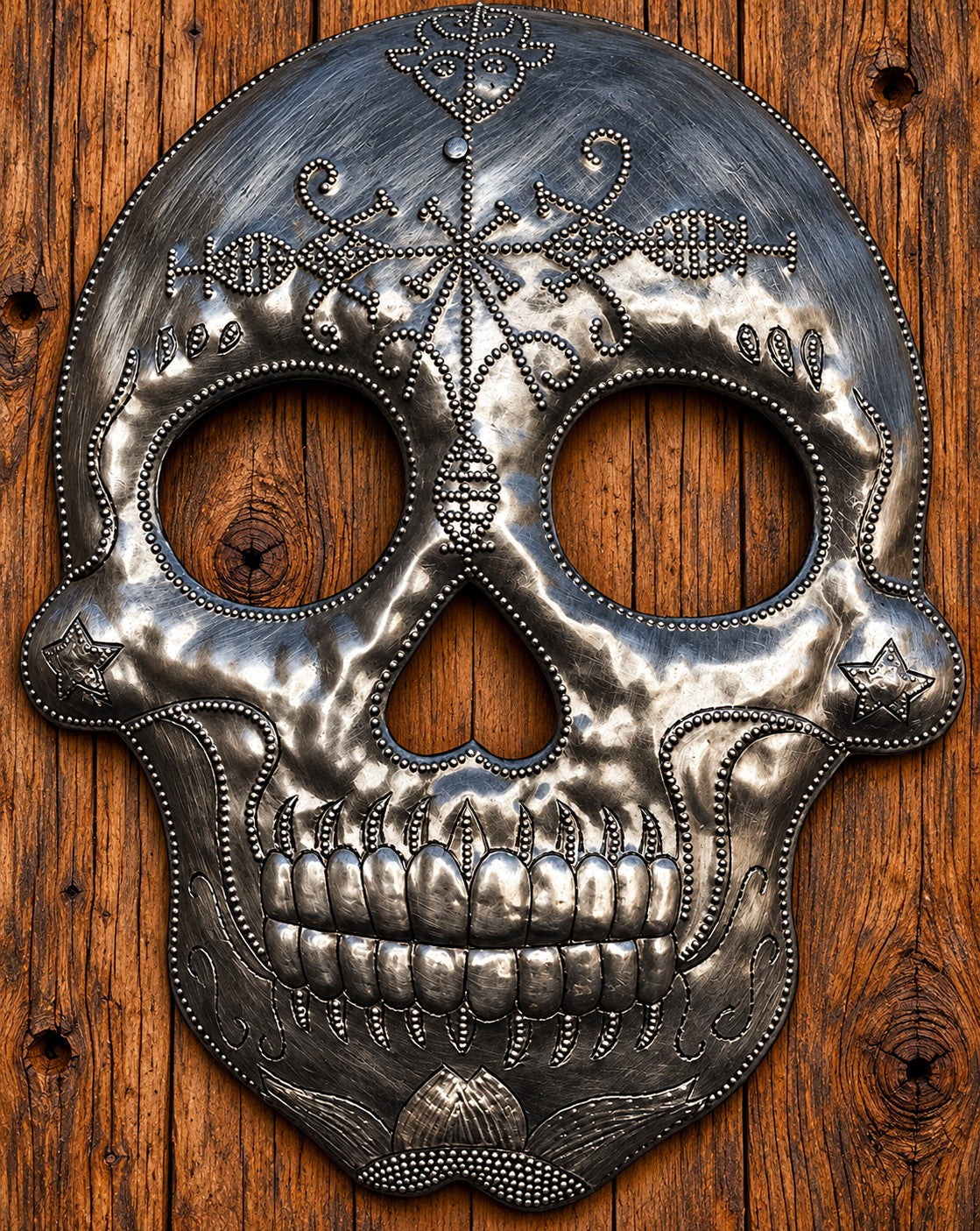 Voodoo Veve Bossou Skull Metal Wall Hanging Sculpture
