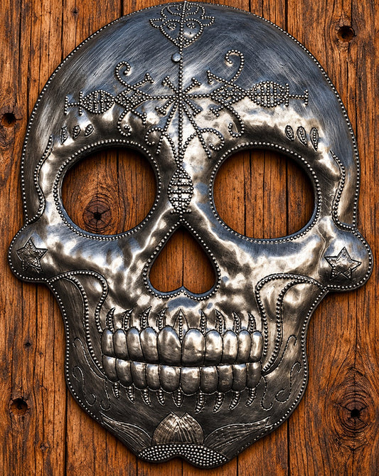 Voodoo Veve Bossou Skull Metal Wall Hanging Sculpture