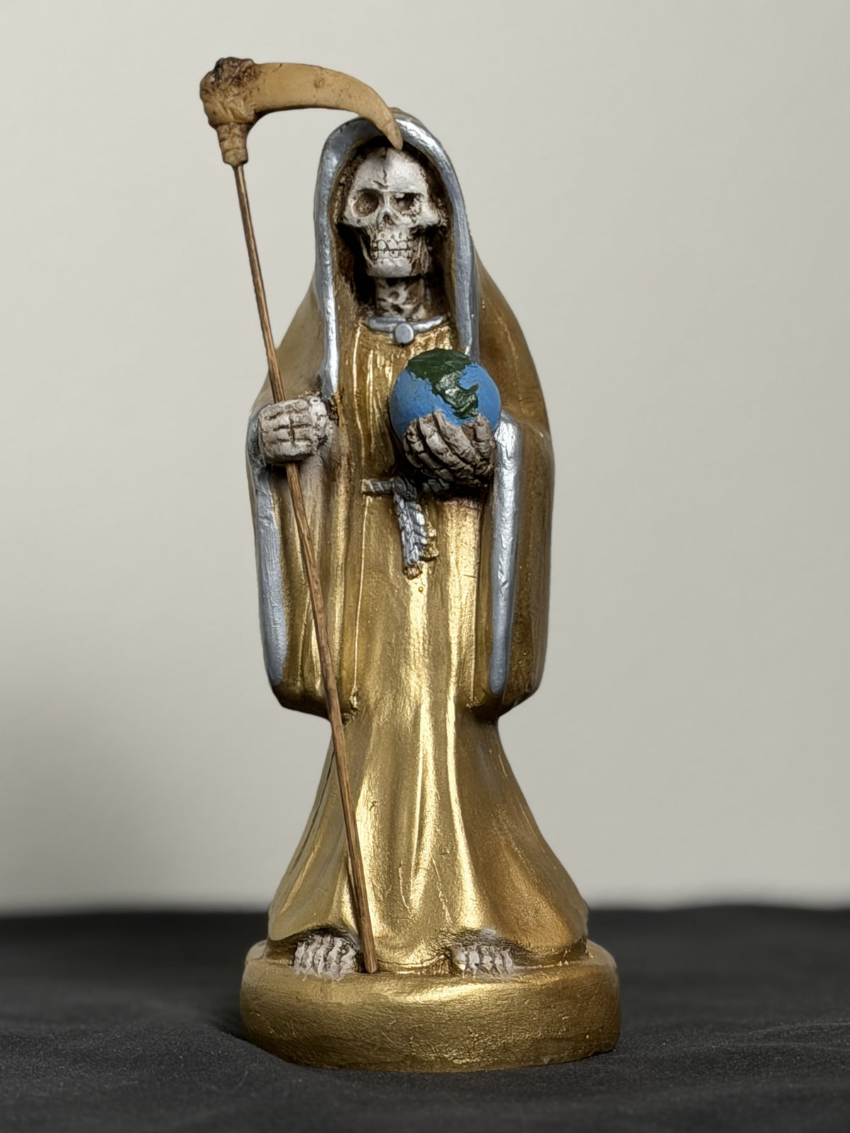 Santa Muerte 8.5 inch Statue Prepared - Gold