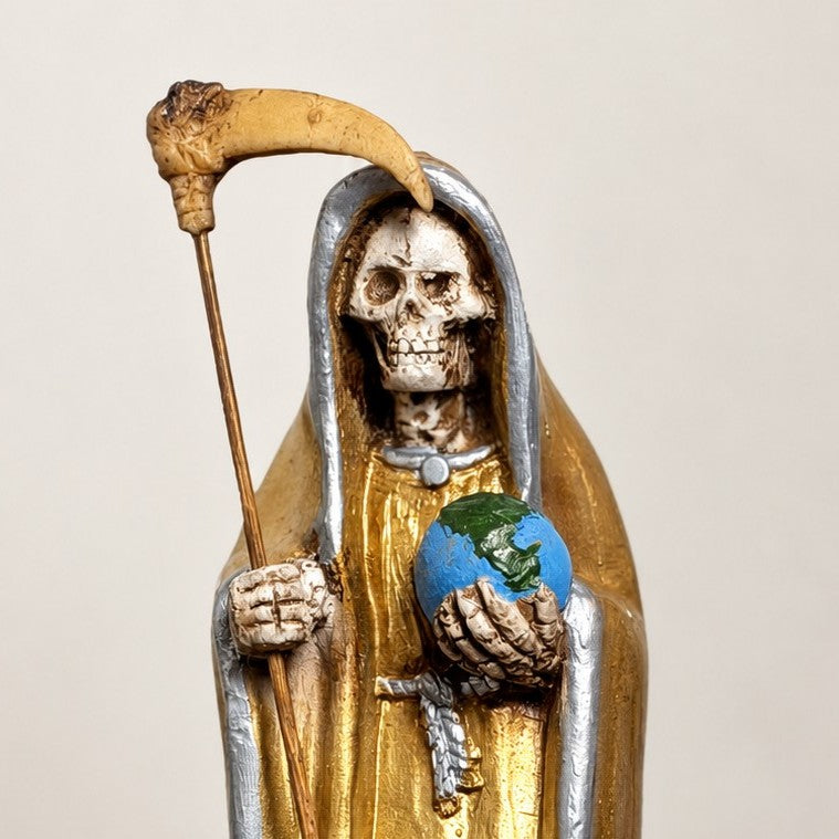 Santa Muerte 8.5 inch Statue Prepared - Gold