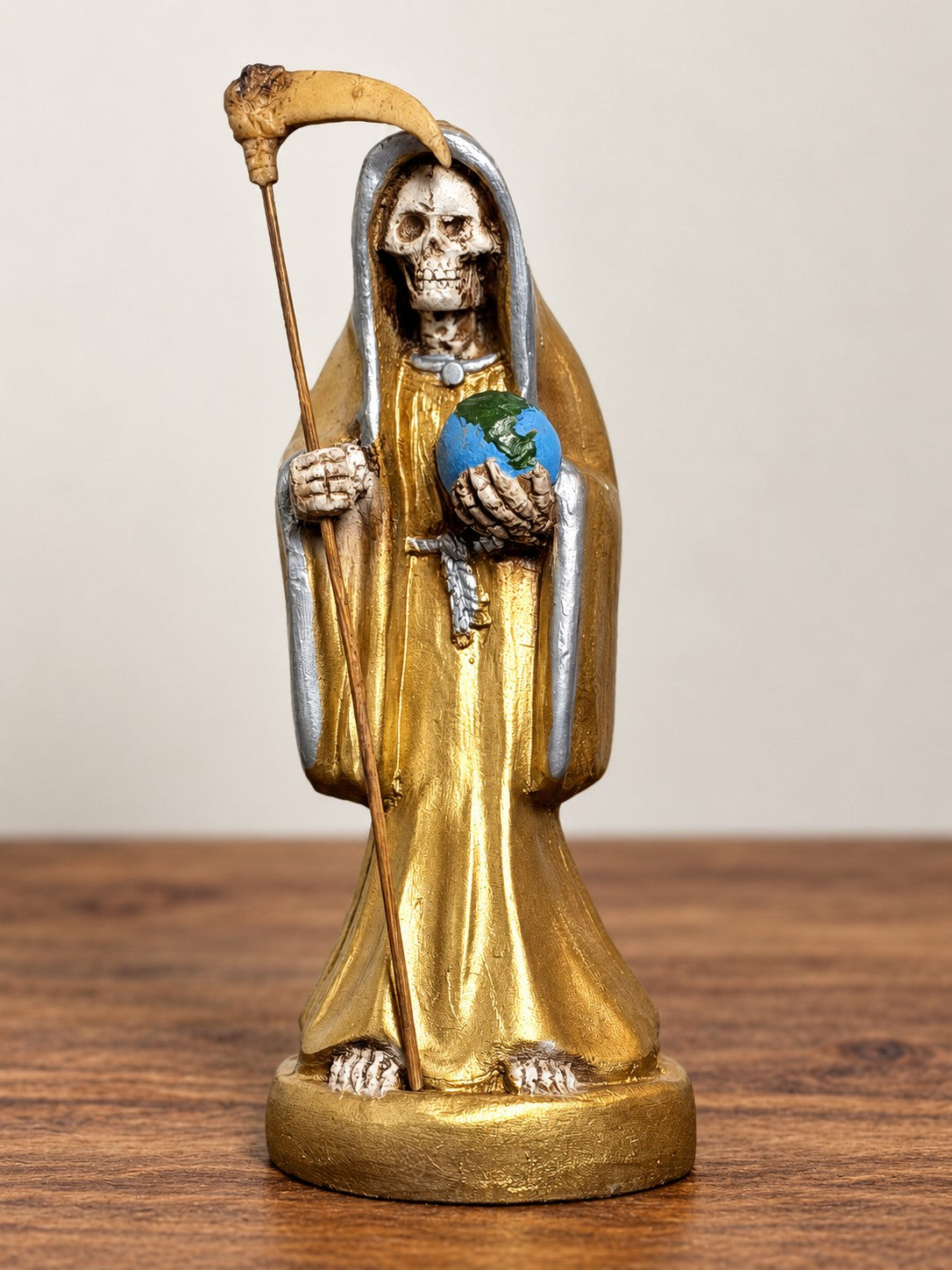 Santa Muerte 8.5 inch Statue Prepared - Gold