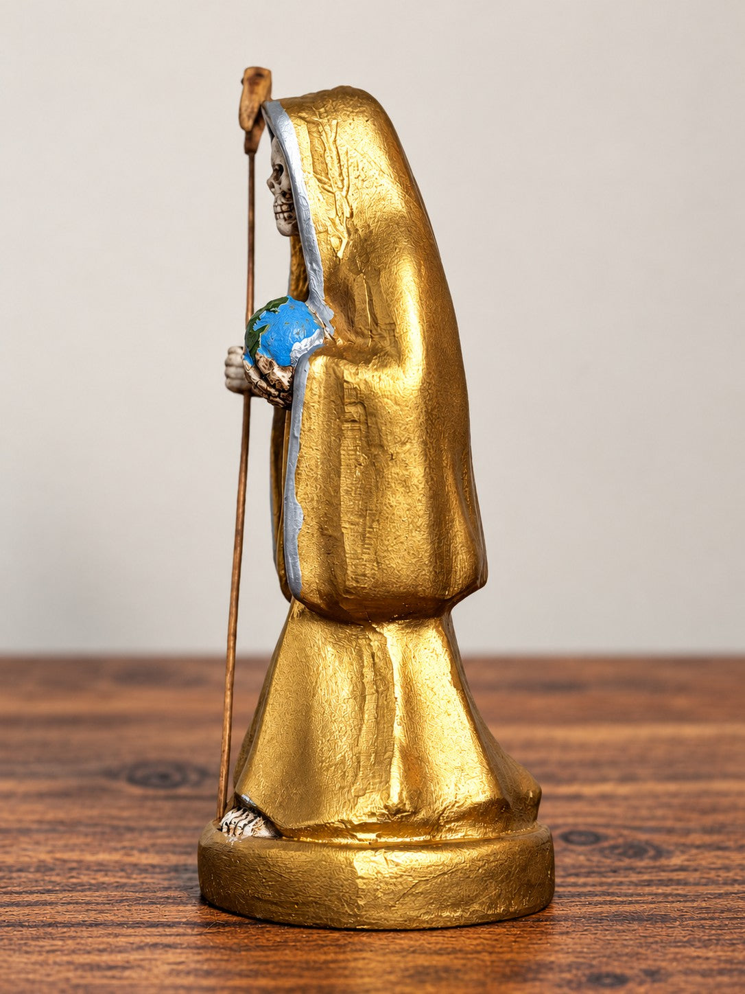 Santa Muerte 8.5 inch Statue Prepared - Gold