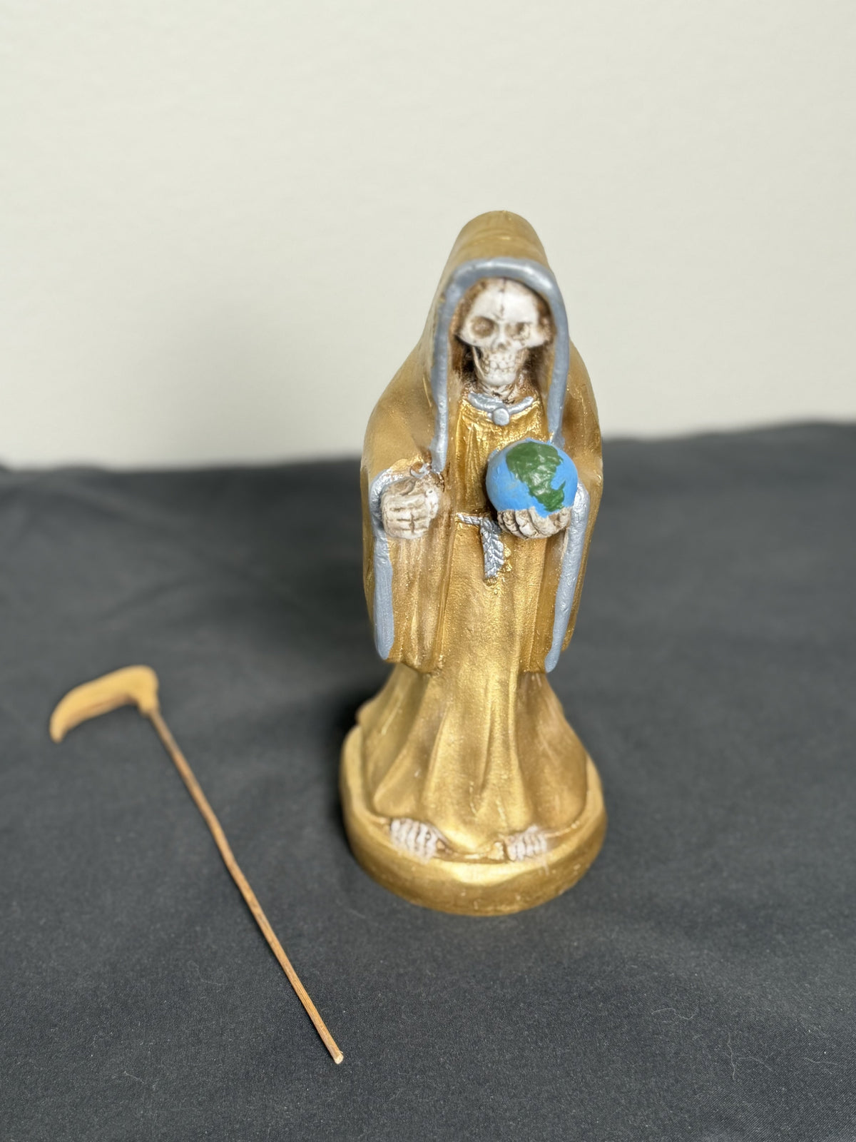 Santa Muerte 8.5 inch Statue Prepared - Gold