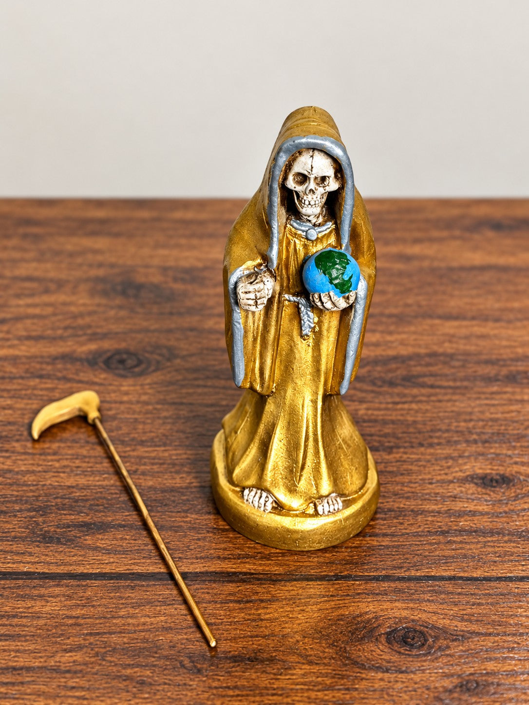 Santa Muerte 8.5 inch Statue Prepared - Gold