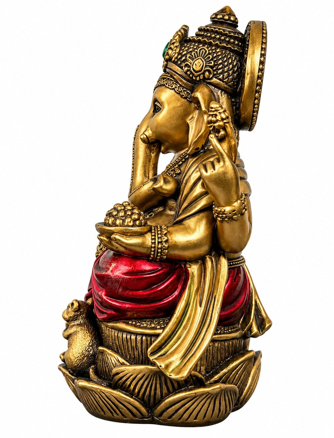 6.75" Tall Ganeshia Statue - Gold & Red