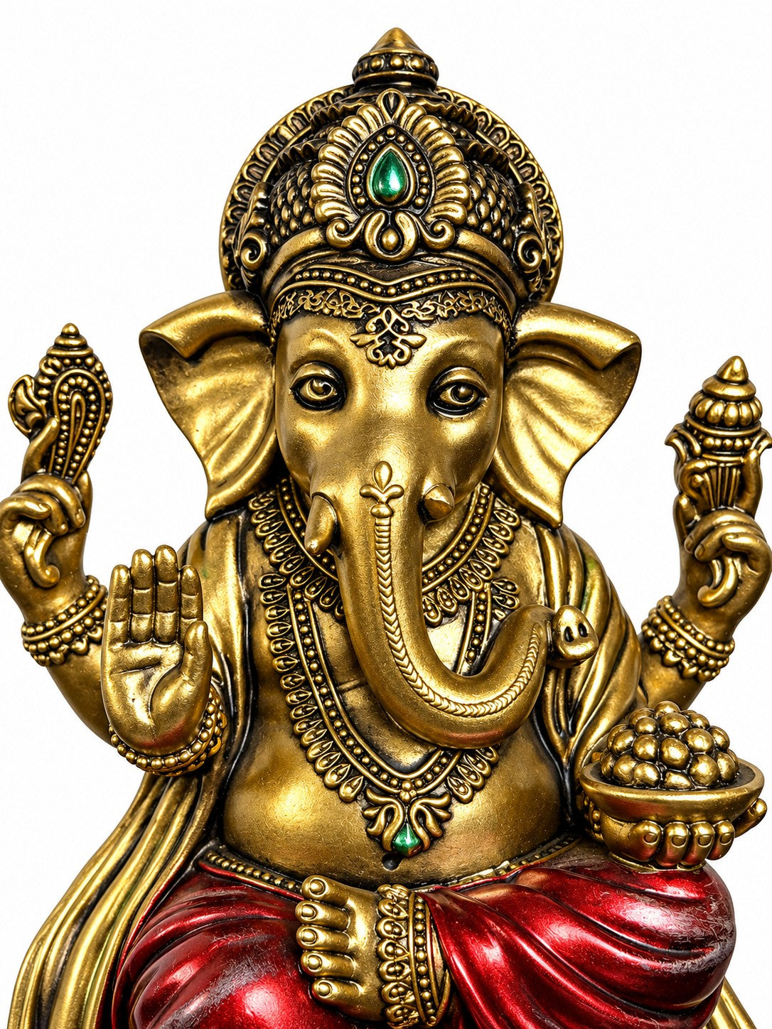 6.75" Tall Ganeshia Statue - Gold & Red