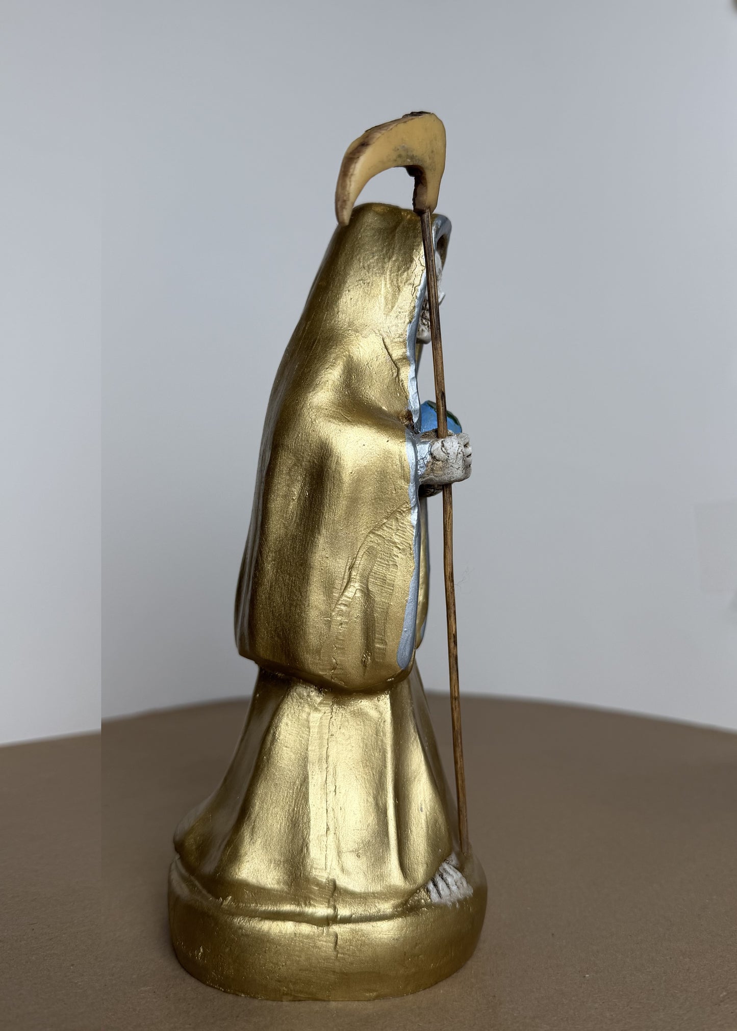 Santa Muerte 8.5 inch Statue Prepared - Gold
