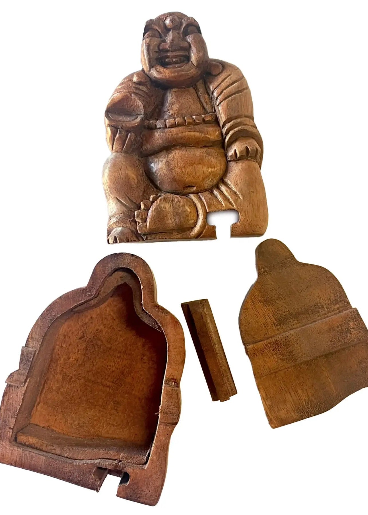 Yak & Yeti Happy Buddha Carved Wooden Puzzle Box