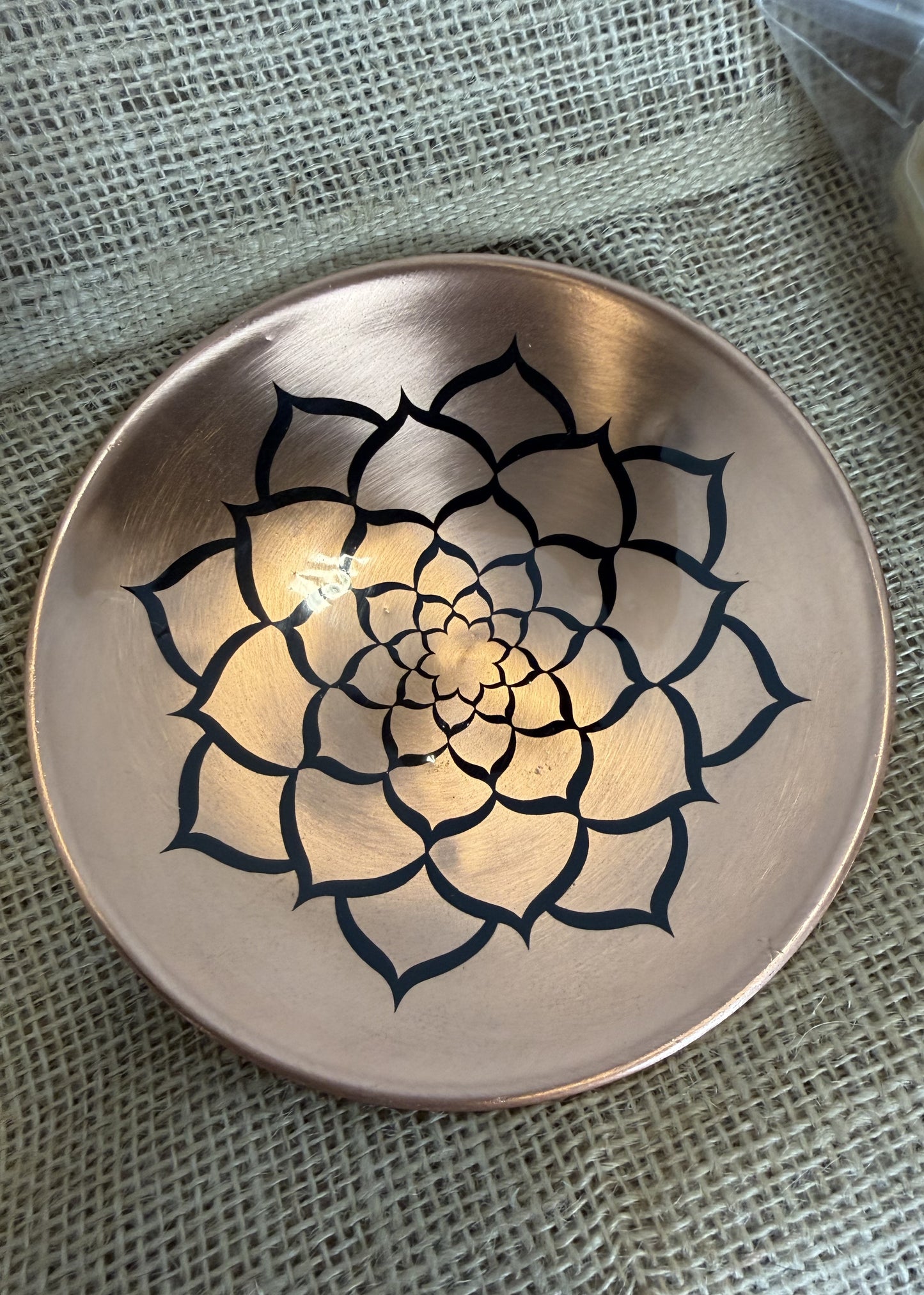 Oceanic Linkways 6" Copper Lotus Plate with Palo Santo