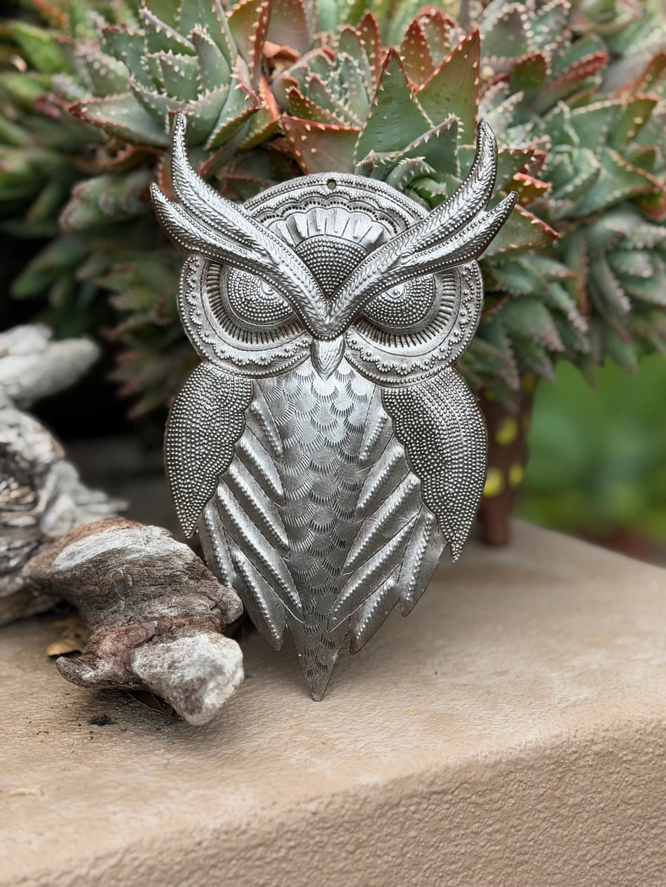 Haitian Metal Owl Wall Art - #2