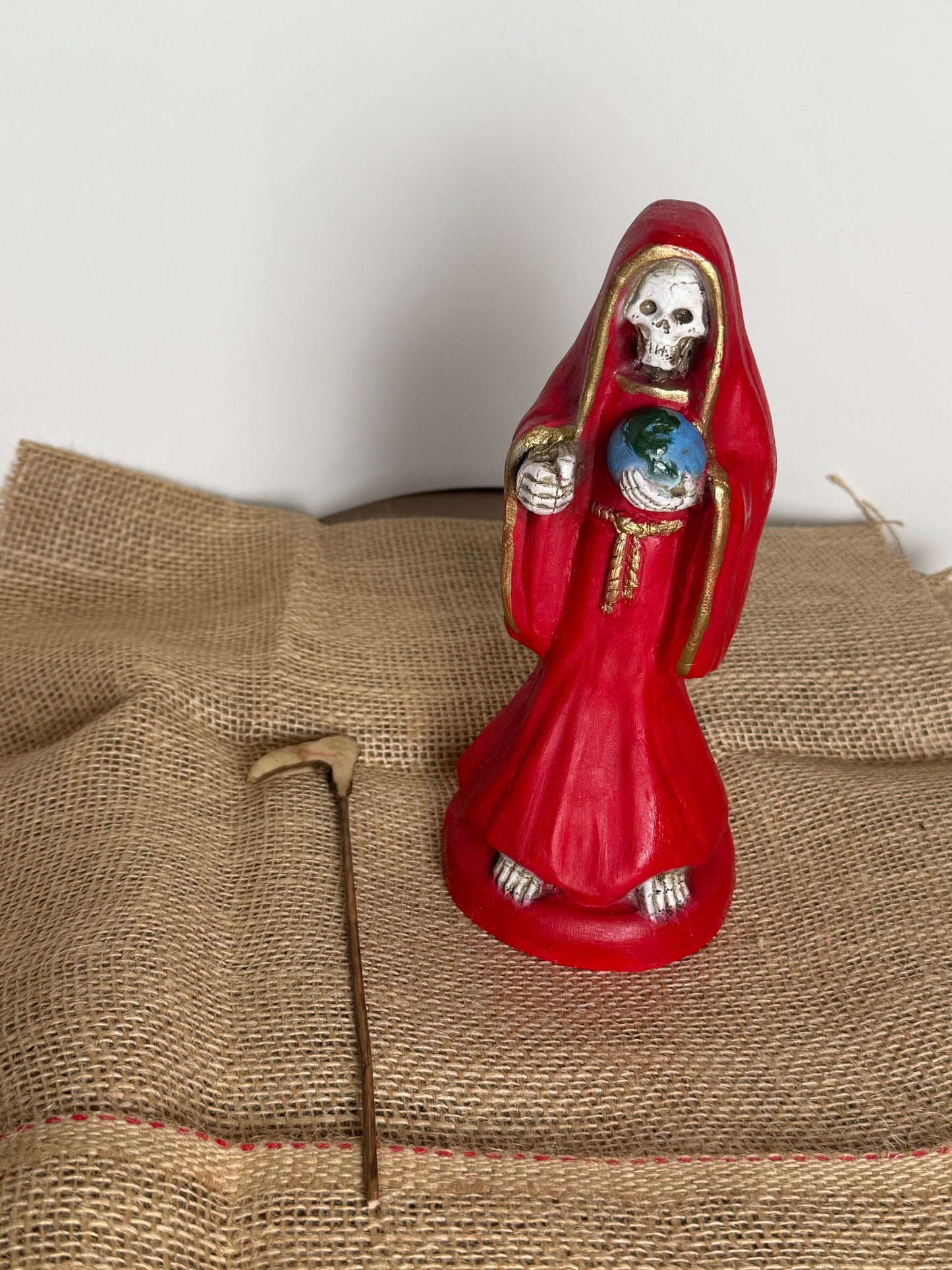 Santa Muerte 8.5 inch Statue Prepared - Red