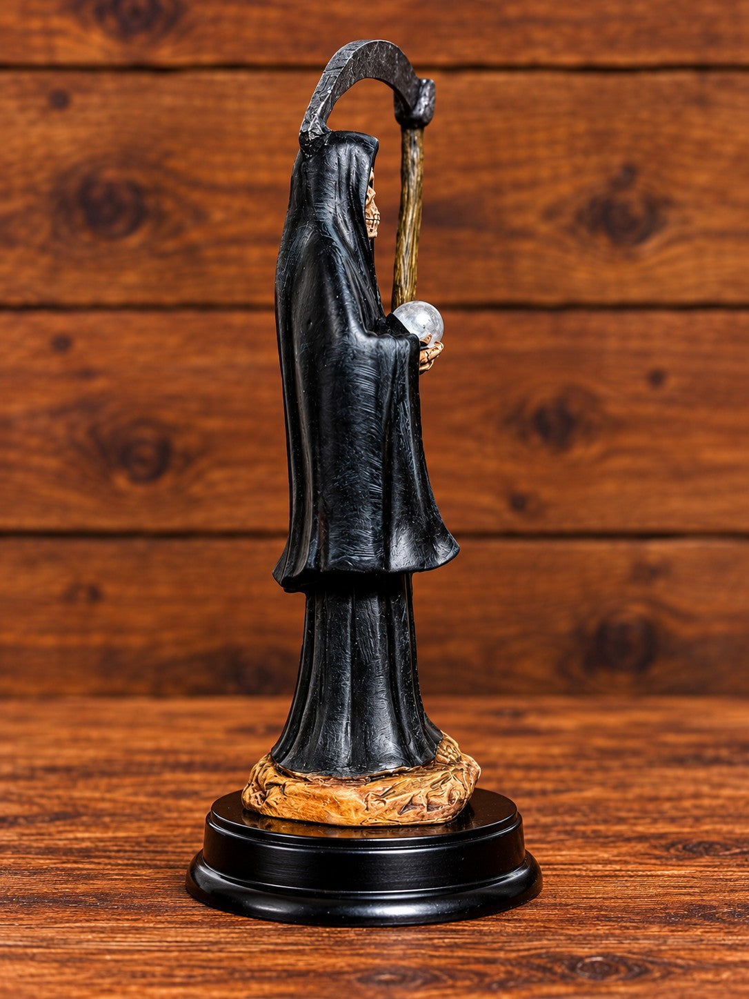 5" Tall Santa Muerte Statue Hand Painted - Black