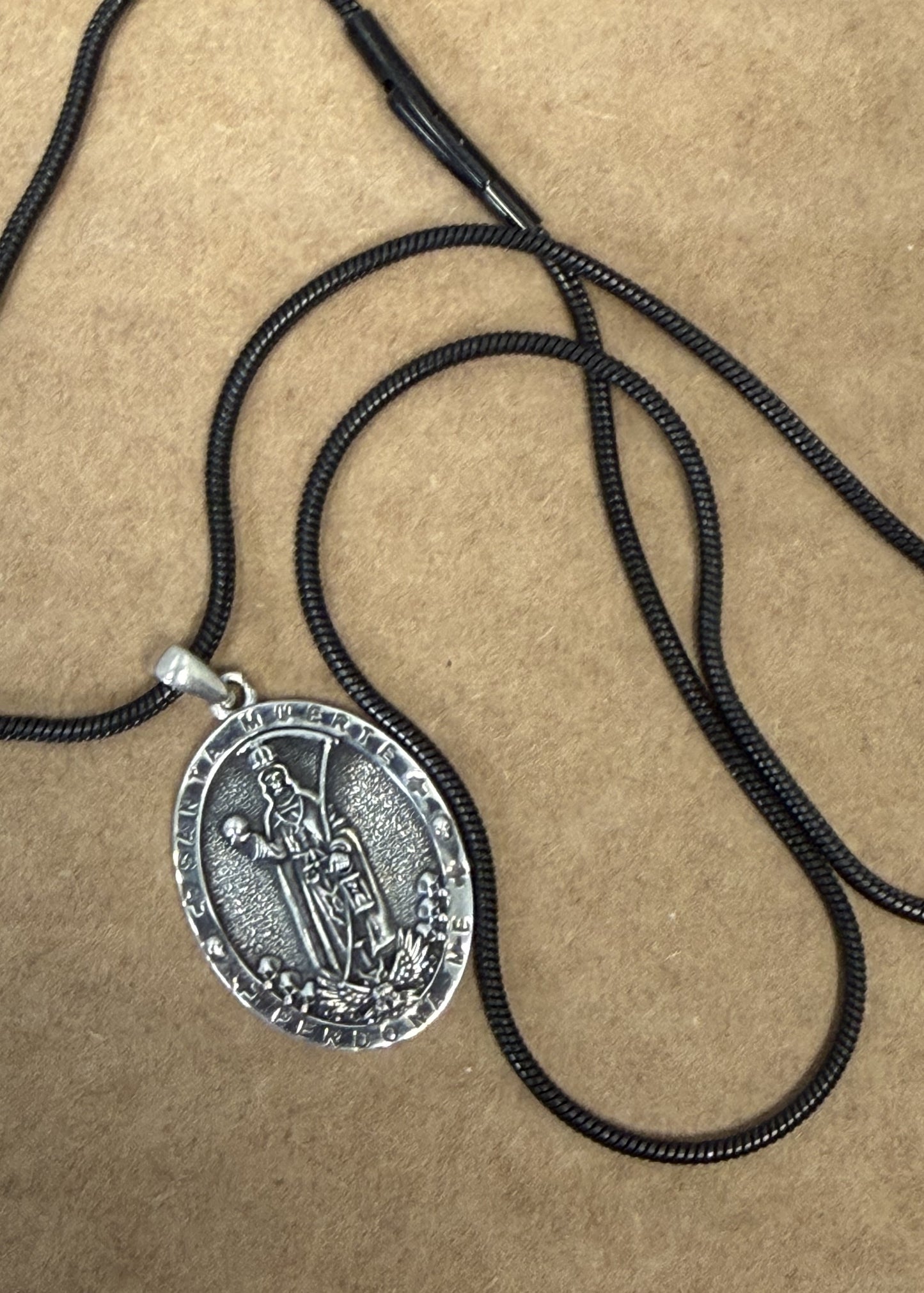 Sterling Silver Santa Muerte Pendant Necklace