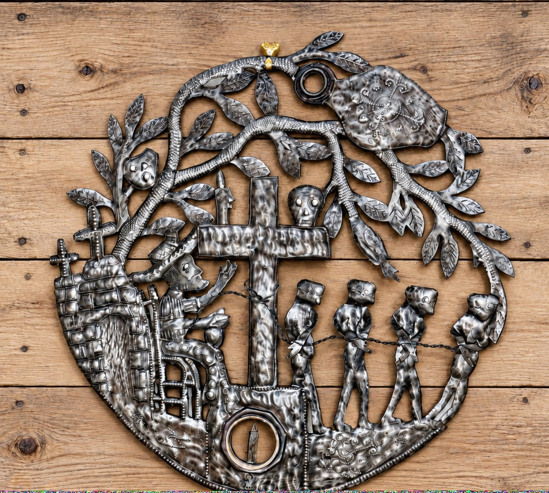 Haitian Art - Baron Samedi Voodoo Ceremony, metal wall art