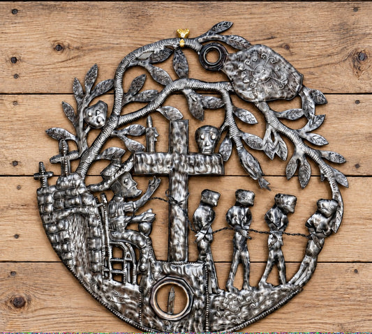 Haitian Art - Baron Samedi Voodoo Ceremony, metal wall art