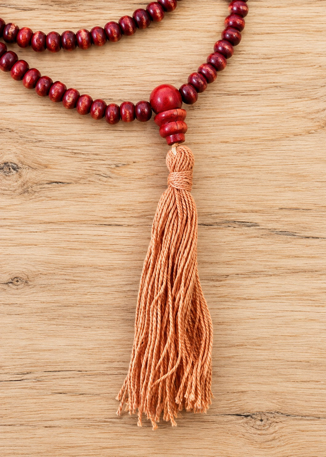 Wooden Prayer Mala Beads - Reddish Brown