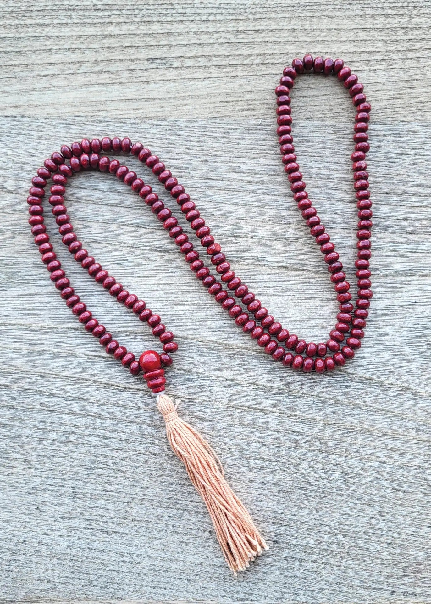 Yak & Yeti Wooden Prayer Mala Beads - Reddish Brown